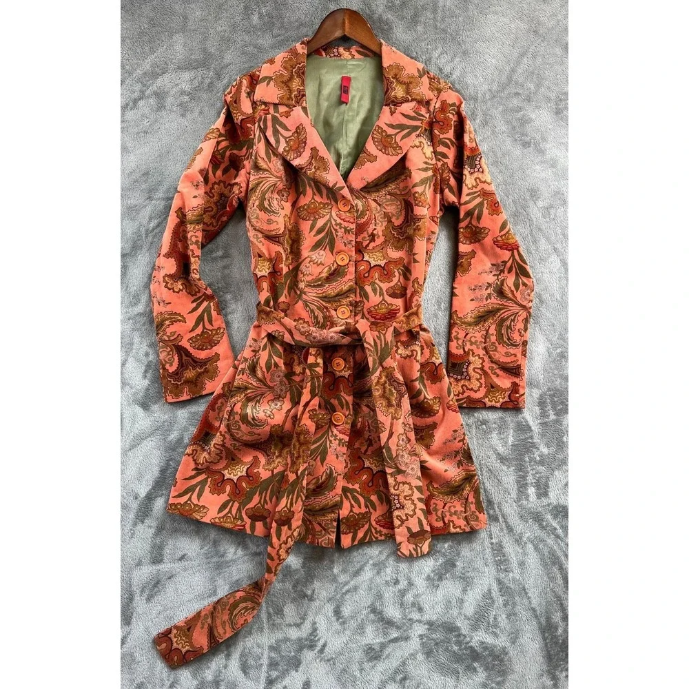 Just In Time USA Corduroy Jacket Womens Large Pink Floral Y2K Vintage - Picture 2 of 11